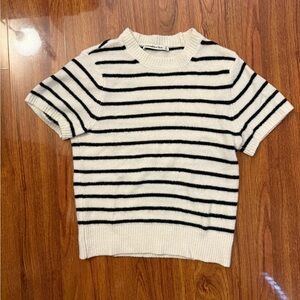 Abercrombie Striped Short-Sleeve Knit Sweater - White/Black